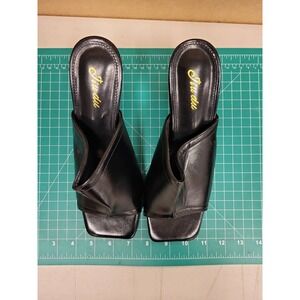 Tiu du Black Mules Heels Lucite Heel Slip On Shoes Women's Size 39 EU Fashion‎